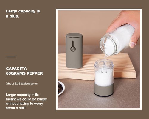 Stainless Steel Rechargeable Electric Salt and Pepper Grinder Set – USB Charging, One-Hand Electric Mill, Adjustable Coarseness, LED Light & Dust Cover –2pack(Greige & Buttercream)