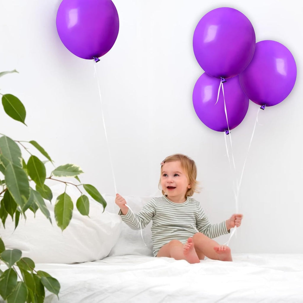 Purple Balloons 100 Pack - 12 Inch Thick Matte Latex Balloons for Halloween & Birthday Celebrations
