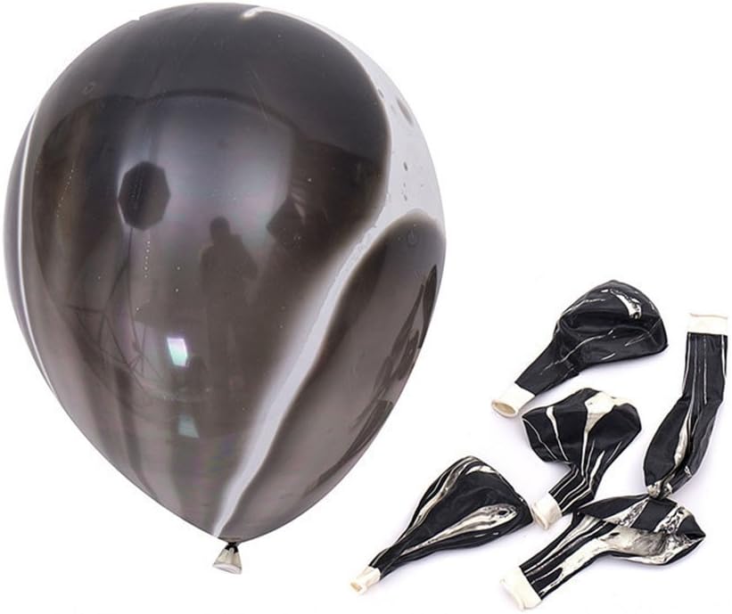 Skiennix 12-Inch Marble Latex Balloons - 50-Pack in Black, White, Grey | Perfect for Weddings & Parties