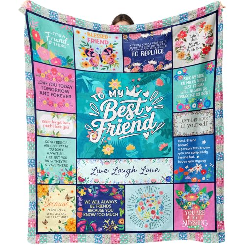 Best Friend Gift Blanket 50x60 Floral Throw for Women, Friendship Gift
