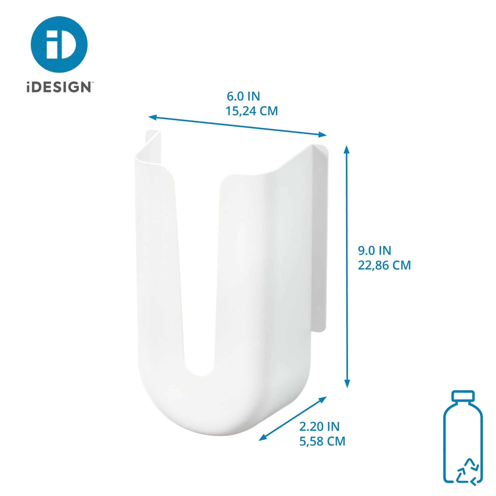 iDesign Recycled Plastic Grocery Bag Holder and Dispenser – 4.03” L x 8.3” W x 12.5” H, White