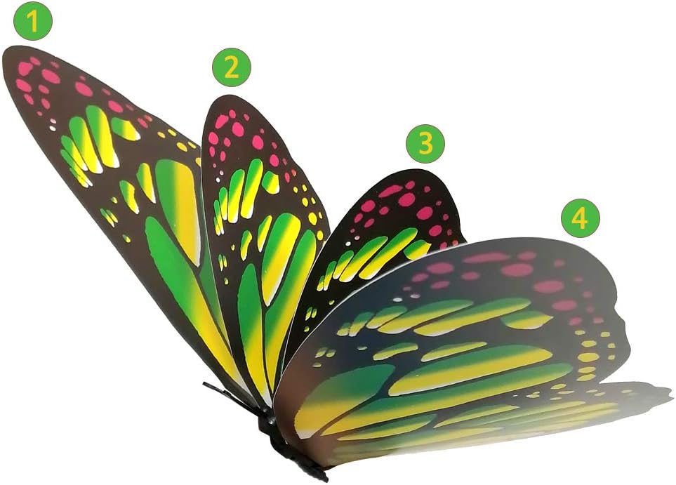 Skiennix 12PCS Giant Butterfly Wall Stickers - 3D Removable Decor for Kids' Rooms & Parties