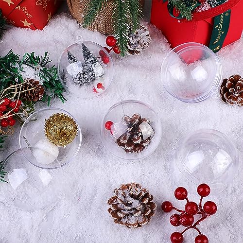 50 Pcs Clear Christmas Ornaments Balls Fillable 80mm - DIY Holiday Decorations