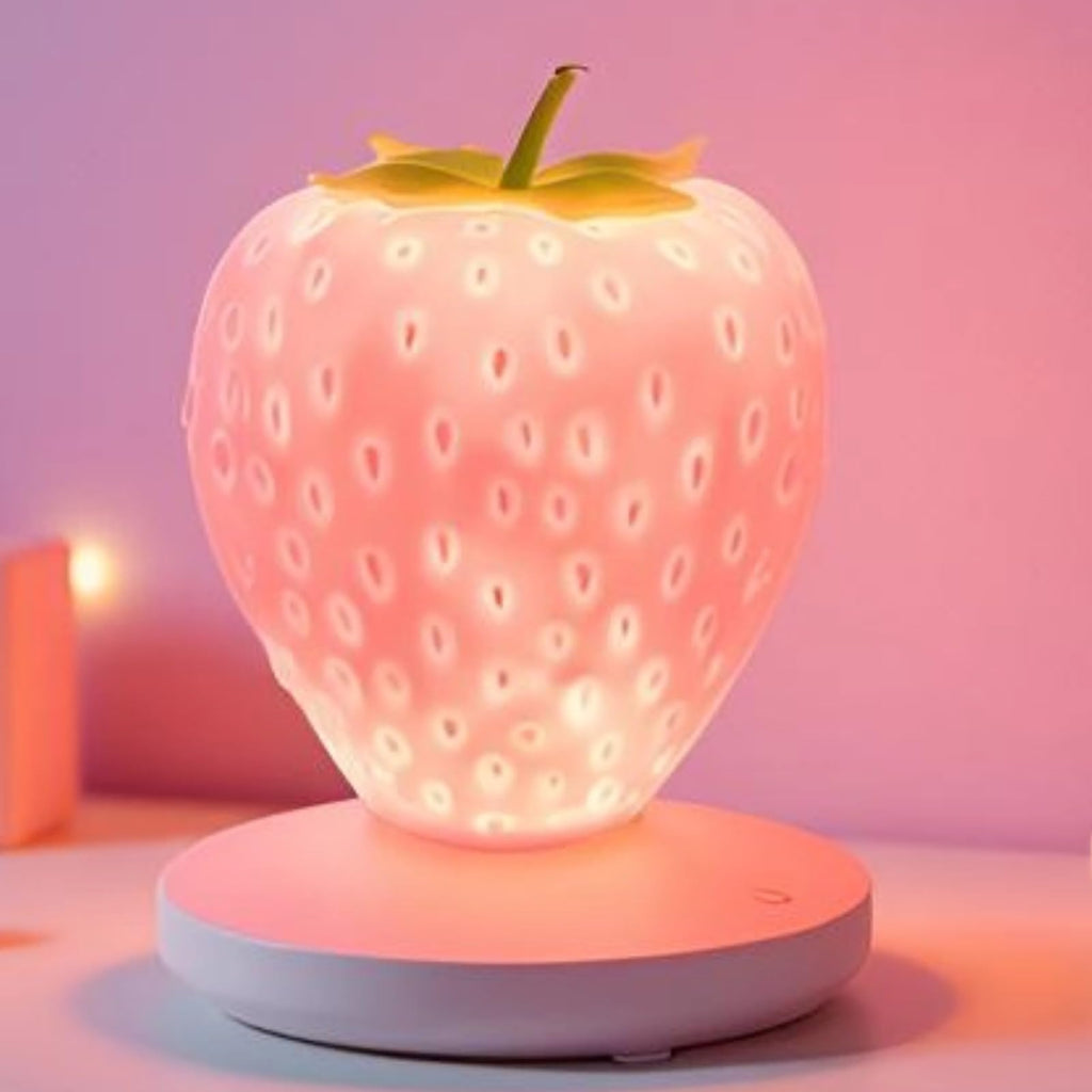 Rivonthex ‌Strawberry Night Light, Cute Silicone LED Touch Strawberry Lamp, USB Rechargeable, 3 Modes Dimmable, Color Changing Bedside Lamp, Valentine's Day, Birthday Gifts
