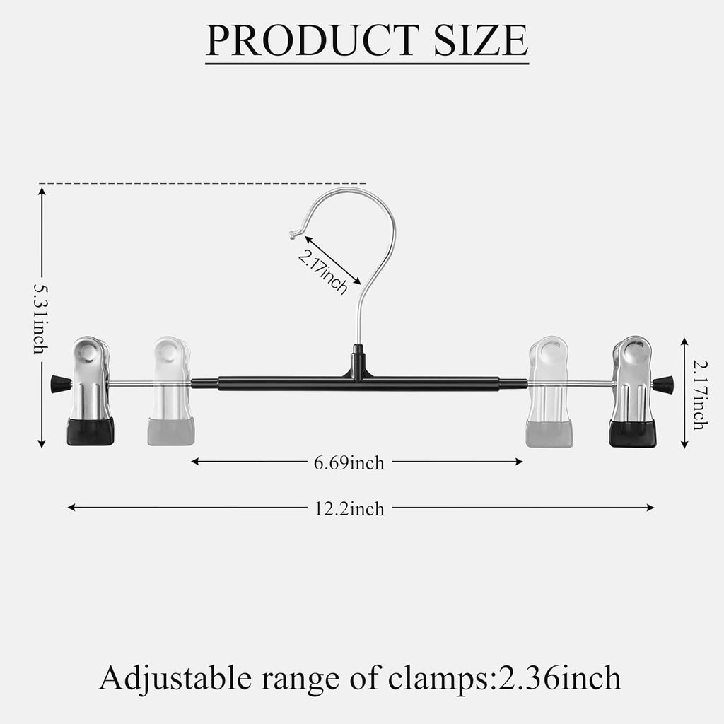 Skiennix 20 Pack Heavy-Duty Pants Hangers - Non-Slip Clips for Jeans & Skirts | Space-Saving Design