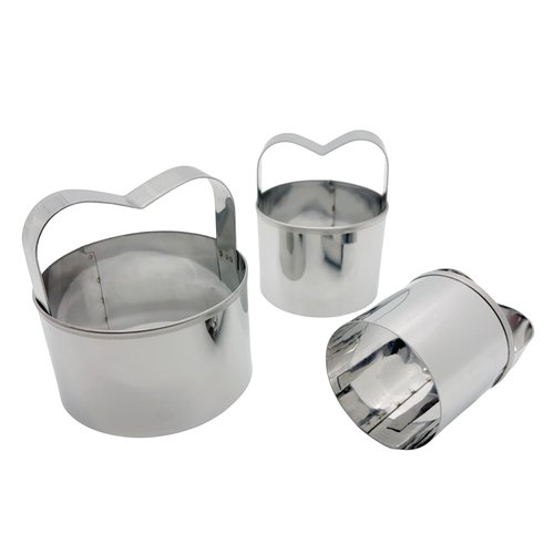 3-Piece Round Cookie Cutters Set with Handle - 2, 2.5, and 3 Inch Sizes, 0.4mm Thickness, Beautiful Design - Perfect Biscuit Cutter for Baking