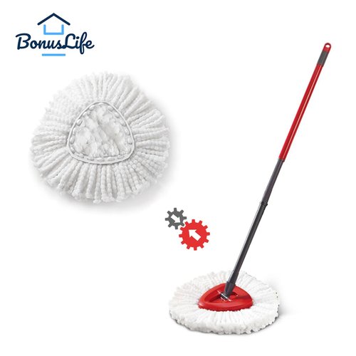 BonusLife 1 Pack Mop Refill and 1 Mop Head Base Part for O-Ceda EasyWrin Spin Mop Refill 1-Tank System Only Easy Cleaning Microfiber Replacement