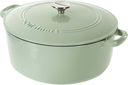 Cuisinart Enameled Cast Iron Casserole - 7-Quart Round Dish in Mint Green for Perfect Cooking