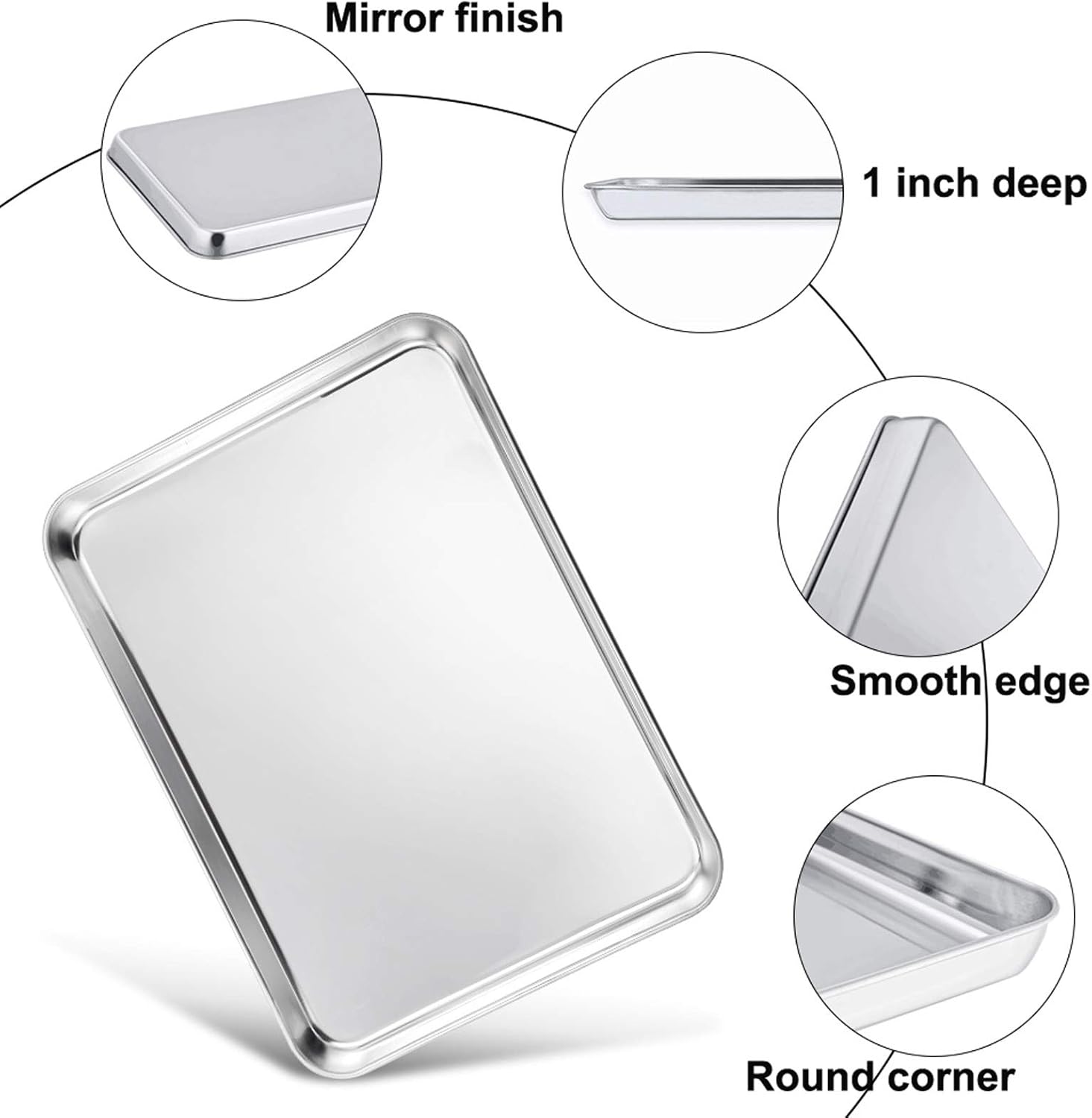 TeamFar Stainless Steel Baking Sheet Set - Heavy Duty Cookie Pan with Cooling Rack | 17.6 x 13 x 1 Inch, Non-Toxic, Dishwasher Safe - Set of 4