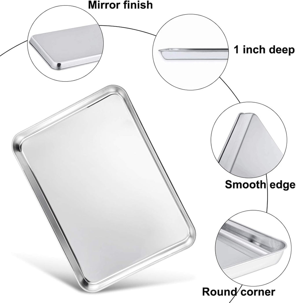 TeamFar Stainless Steel Baking Sheet - Large 17.6’’ x 13’’ Cookie Pans, Non-Toxic & Dishwasher Safe, Set of 2