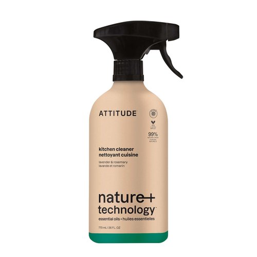 ATTITUDE Kitchen Cleaner Spray, EWG Verified, Degreaser Spray to Cut Grease & Grime, Plant-Based & Vegan, Lavender & Rosemary, 26 Fl Oz