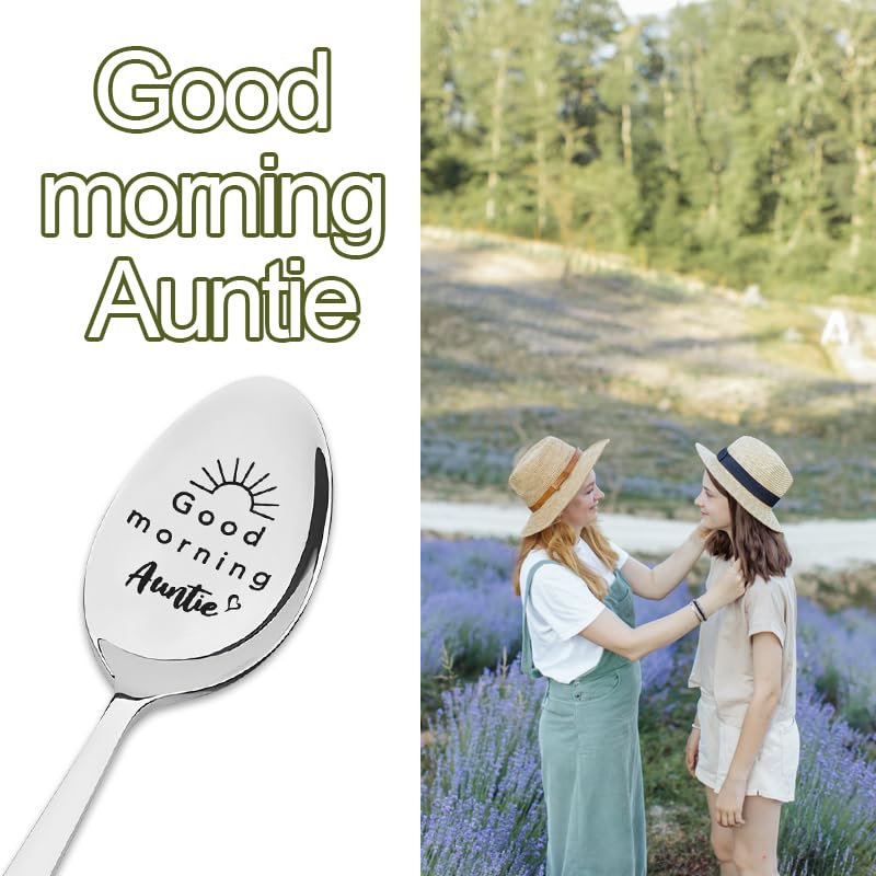 Engraved Stainless Steel Coffee Spoon for Auntie - Perfect Gift