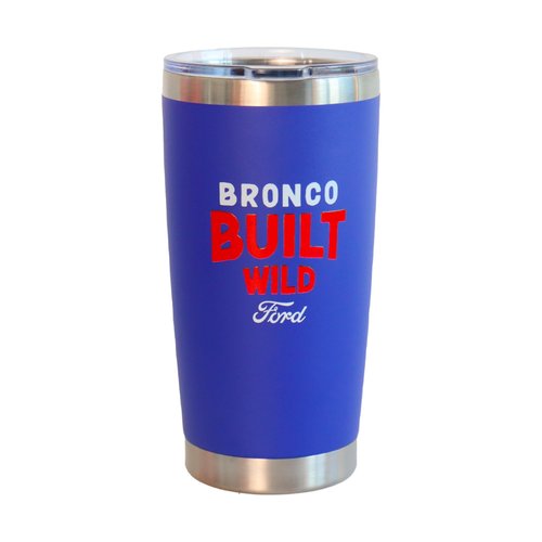 Jeep Ford Bronco Built Wild Logo Insulated 20 oz Travel Coffee Mug | FREE Ford and Bronco Sticker Pack Included