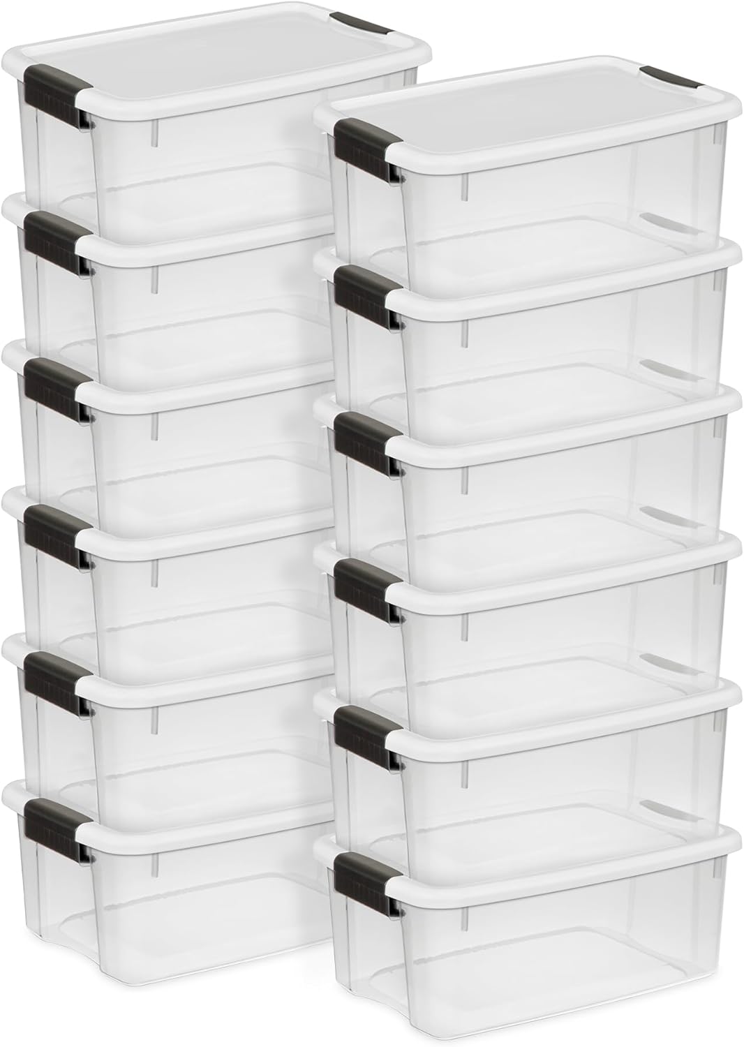 Sterilite 12-Pack Ultra Latching Storage Bins - Clear Plastic 18 Quart Heavy-Duty Organizers for Home & Office