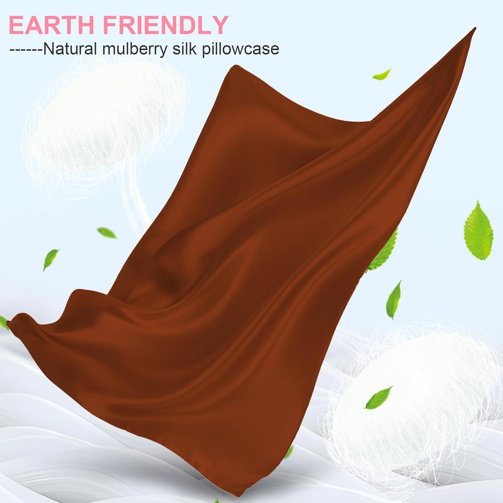 Skiennix Silk Pillowcases - 2 Pack King Size, Hidden Zipper, Breathable Cooling Satin in Burnt Orange