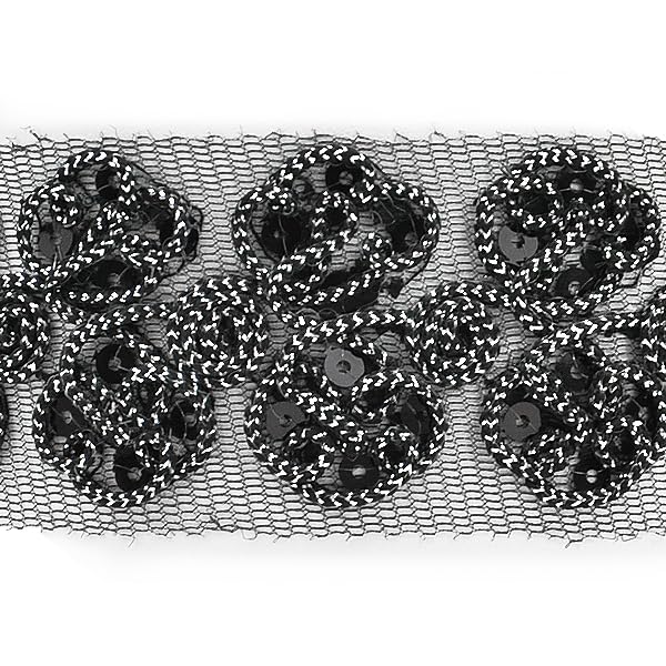 Expo International Metallic Cord & Sequin Stretch Headband Black Silver