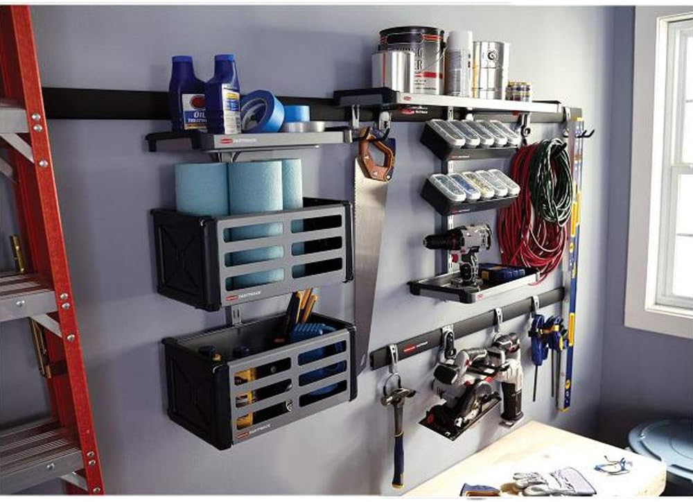 Rubbermaid Heavy-Duty Steel Horizontal Wall Mounted Storage Rail - 48 Inch | 4 Pack for Home/Garage