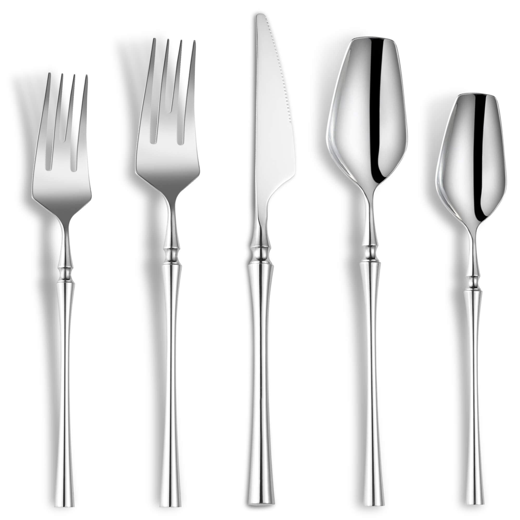 Lemeya 20-Piece Silverware Set for 4,Modern 18/10 Stainless Steel Flatware Set,Unique Rustic Cutlery Utensils Set,Spoon and Fork Set for Home, Restaurant,Wedding,Mirror Polished,Dishwasher Safe