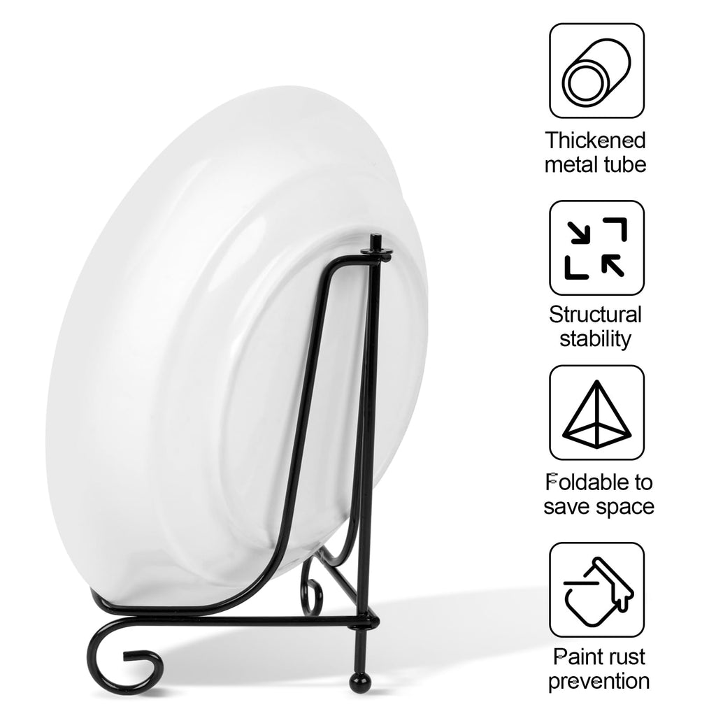 vivinin 6 Pack Plate Stands For Display (4 Inch, 6 Inch, 8 Inch), Plate Holder 3 Size Picture Frame Stand of Metal, Frame Holder Stand and Artworks for Book, Tabletop Art, Picture, Photo and Platter
