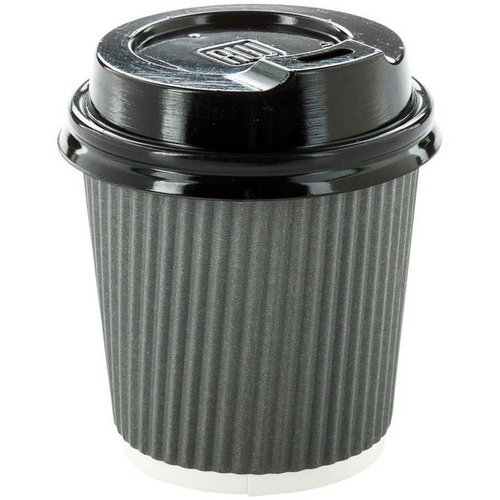 Restaurantware 4 Ounce Ripple Wall Disposable Coffee Cups, 500 Insulated Gray Paper Tumblers with Rolled Rim Design, Lids Sold Separately for Hot Drinks like Tea, Hot Chocolate and More