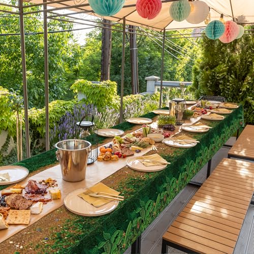 3Pcs Forest Path Disposable Tablecloths for Jungle Party - 54x108 Inch
