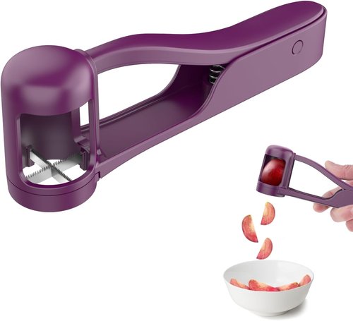 Luvan Grape Cutter for Toddlers | Stainless Steel Fruit Slicer for Easy Salad & Cake Decor - Purple