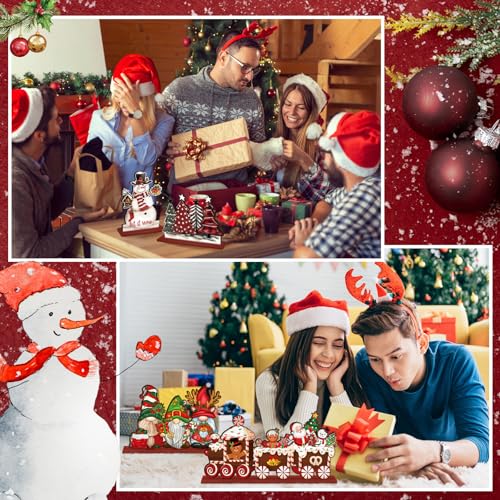 Realspring Classic Style Christmas Wooden Table Centerpieces - Set of 6