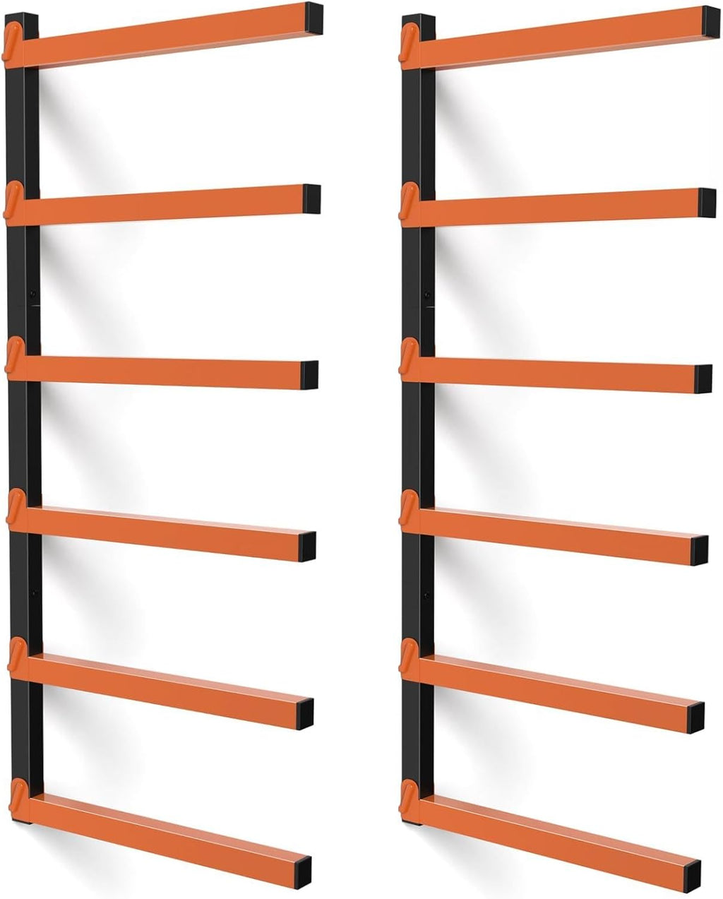 Nandae Heavy-Duty Wall Mount Lumber Storage Rack - 6 Levels for Workshop & Garage | Orange, 2 Pack