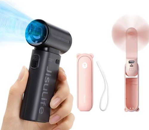 JISULIFE Handheld Mini Fan - 3-in-1 Portable Design with Turbo Power for High-Speed Air
