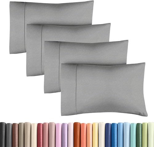 King Standard Pillow Cases - Soft Hotel Quality Covers for Comfy Bedding | Set of 4 in Heathered Grey