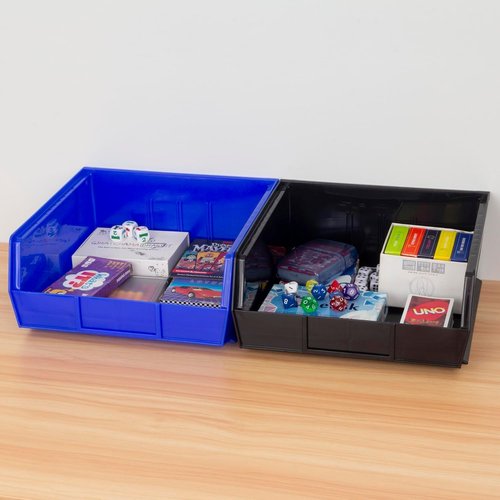 Akro-Mils Plastic Storage Bins - Space-Saving Stackable Organizers for Garage & Pantry | 11" x 11" x 5", Black, 6-Pack