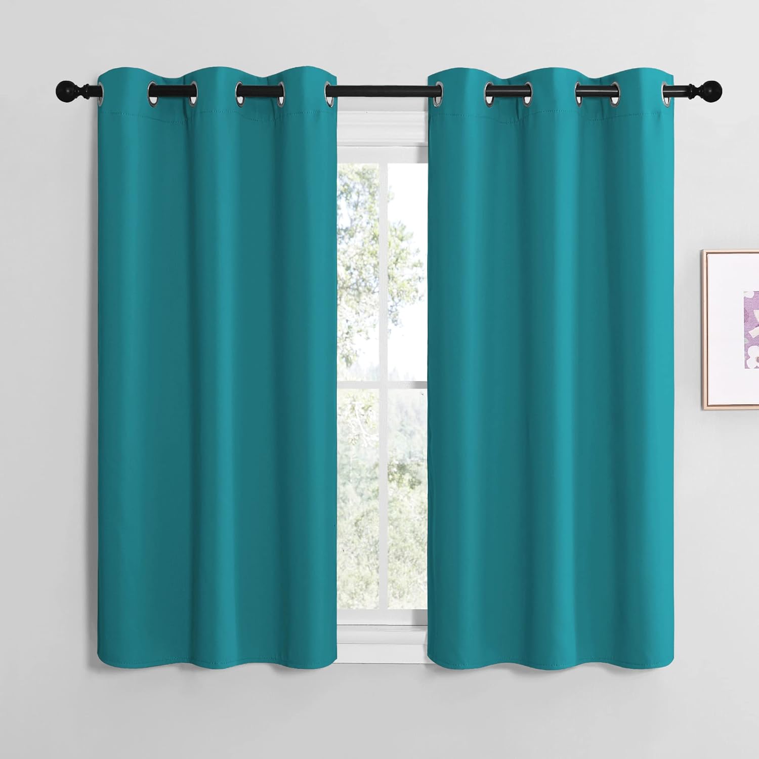 NICETOWN Blackout Curtains - Thermal Insulated Room Darkening Panels | 48-Inch Length, Peacock Teal (2 Pieces)