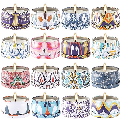16 Pack Scented Soy Candles Set - Aromatherapy Travel Tin Candles for Home & Relaxation