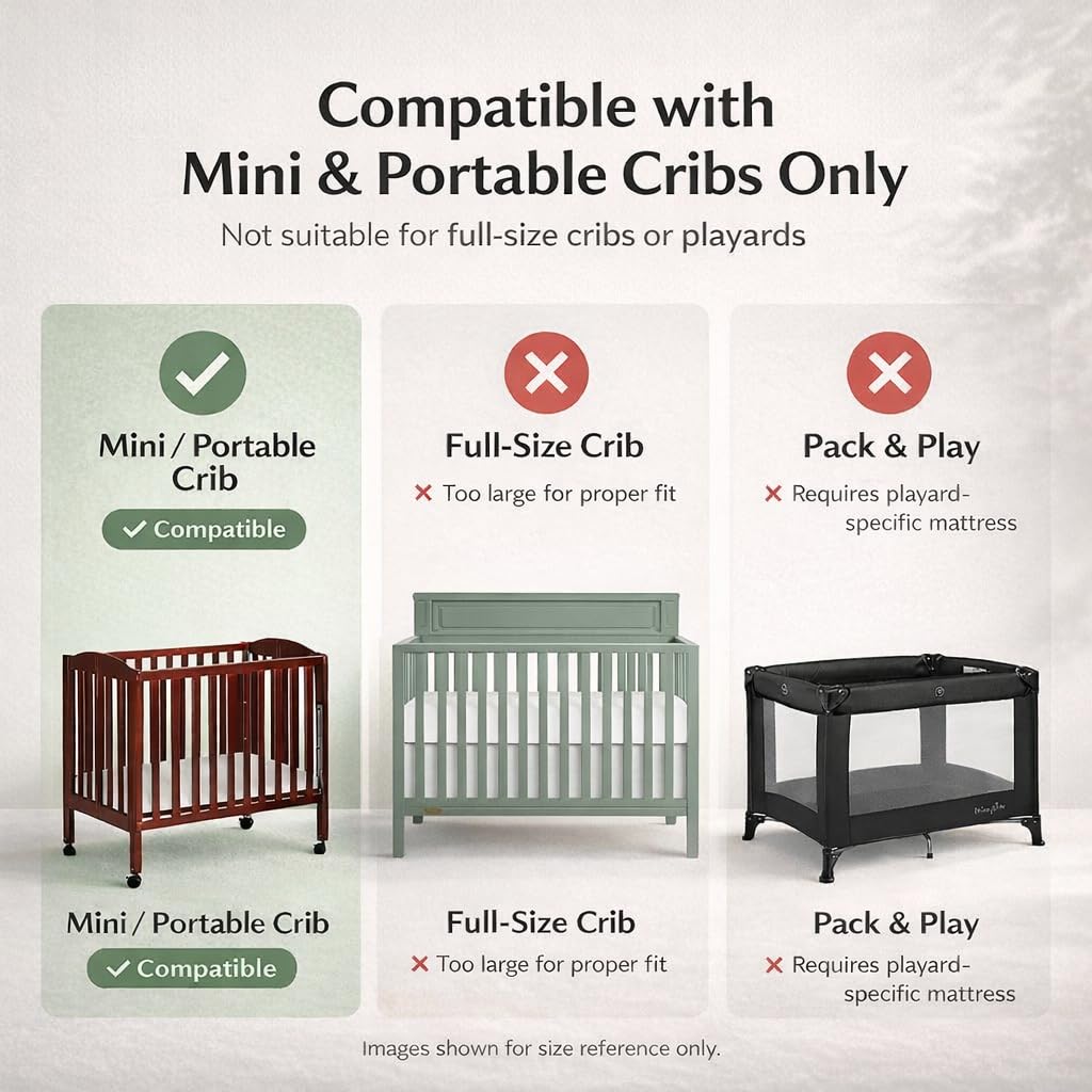 Dream On Me 2-in-1 Breathable Two-Sided 3" Portable Crib Mattress | Waterproof Cover | Dual Sided | Fits Portable/Mini Cribs | Fiber Core | Promotes Airflow, 1 Count (Pack of 1)