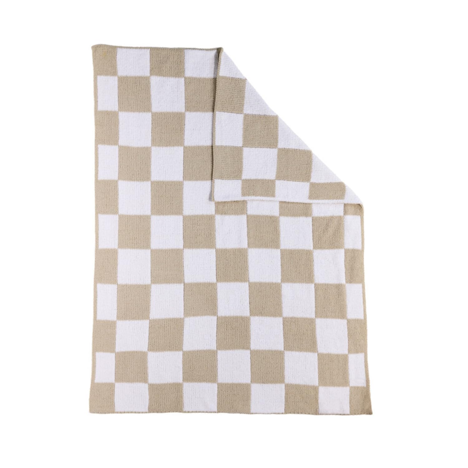 Living Textiles Taupe Check Chenille Knitted Soft Baby Blanket - Reversible Premium Cozy Fabric for Best Comfort - for Infant,Toddler,Newborn,Nursery,Boy,Girl,Throw,Crib,Stroller