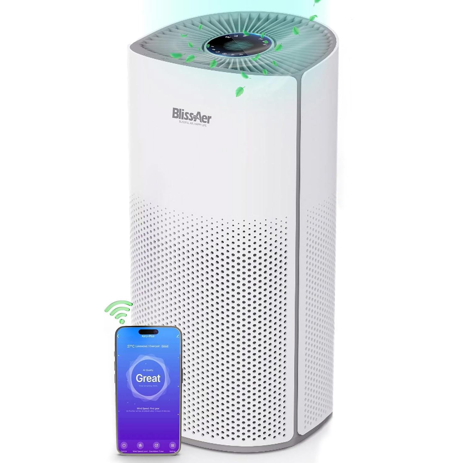 Air Purifiers for Home Large Room Pets Up to 1800 Ft² - Smart WiFi & Voice Control True HEPA Air Purifier For Home Bedroom Smoke, Dust, Pet Dander, Pollen, Sleep Mode - Kery Plus