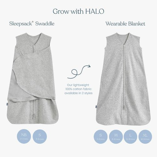 HALO Sleepsack Swaddle - 100% Cotton 3-Way Adjustable Wearable Blanket, Navy Hedgehog, Newborn (0-3 Months)