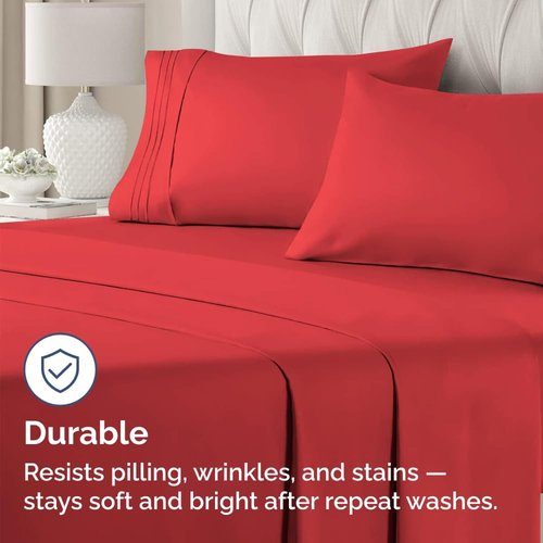 King Standard Pillow Cases - Soft Hotel Quality Covers | Comfy & Cozy Bedding for All - Set of 4 Red