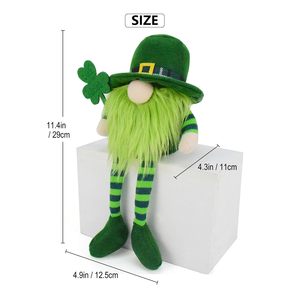 Vytina Adorable St. Patrick's Day Gnomes Plush Decorations Irish Leprechaun Luck Green Gnome Shamrock Elf Doll Swedish Tomte Ornaments for St. Patricks Day Home Decor