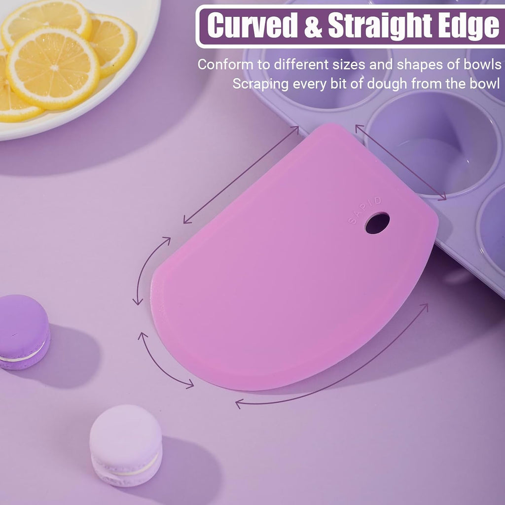 Sapid Silicone Bowl Scraper - Flexible Curved Edge for Baking | Food Grade, Heat-Resistant, 5.98"×4.3", Purple