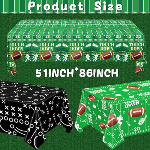 Football Party Tablecloths - Set of 3 Rectangle Covers, 51x86in