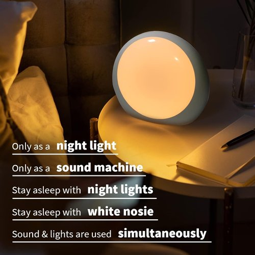 iDealSleep White Noise Machine - 30 Soothing Sounds & 12 Color Night Lights | Auto-Off Timer for Calming Sleep