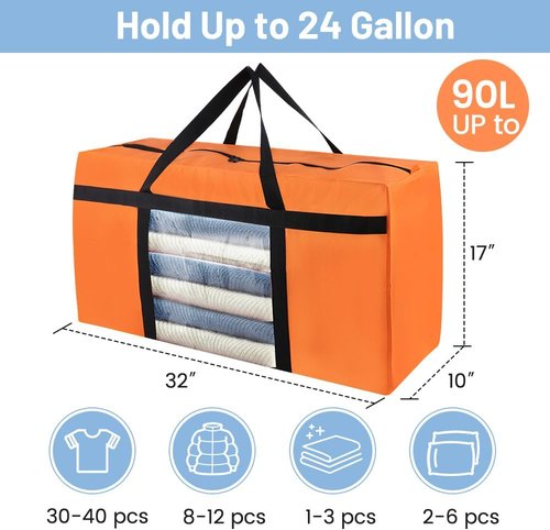 CIVJET Extra Large Heavy-Duty Moving Bags - 6 Pack with Reinforced Zippers & Handles | Ideal for Clothes Storage & Camping Essentials