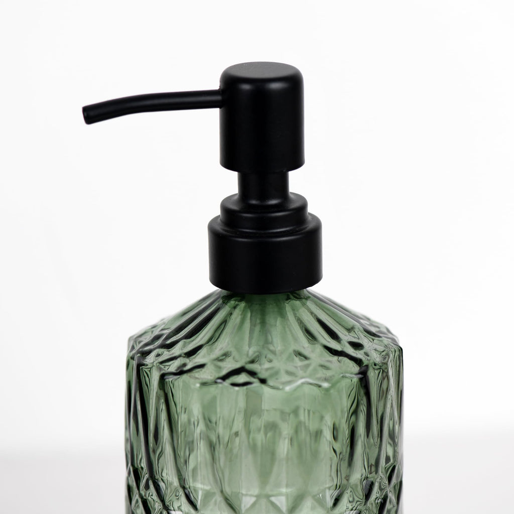 SDlumeiy 18 oz Dark Green Thick Glass Soap Dispenser with Black Rustproof Pump Refillable Bathroom, Kitchen Soap Dispenser for Hand Soap, Detergent, Lotion (Dark Green)