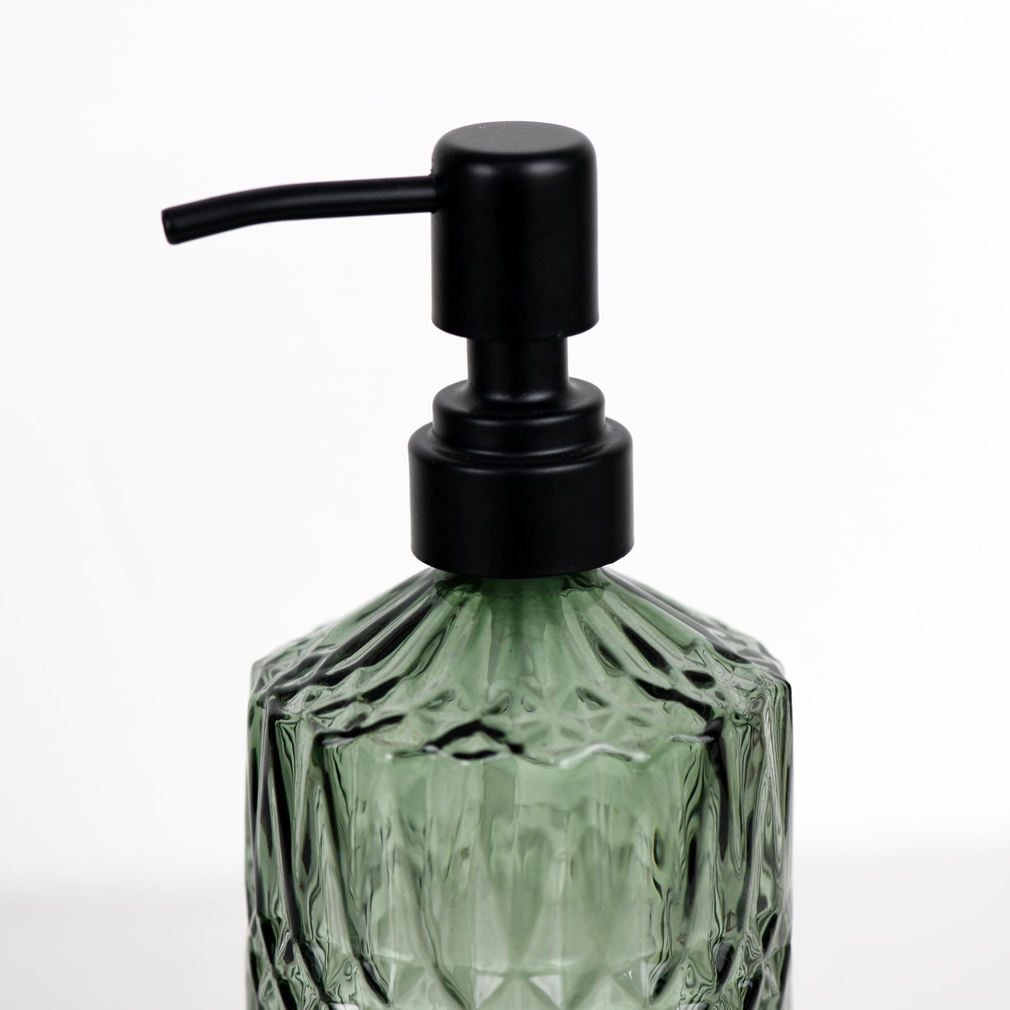 SDlumeiy 18 oz Dark Green Thick Glass Soap Dispenser with Black Rustproof Pump Refillable Bathroom, Kitchen Soap Dispenser for Hand Soap, Detergent, Lotion (Dark Green)