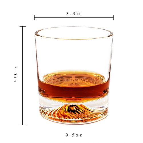 Yunjiehui Old Fashioned Whiskey Glasses Set of 4,9.5 oz Style Classic Cocktail Glasses,Bourbon Glasses，Suitable for Scotch Whiskey, Durable Lead-Free Glassware, Gifts for Men with Luxury Box (4)