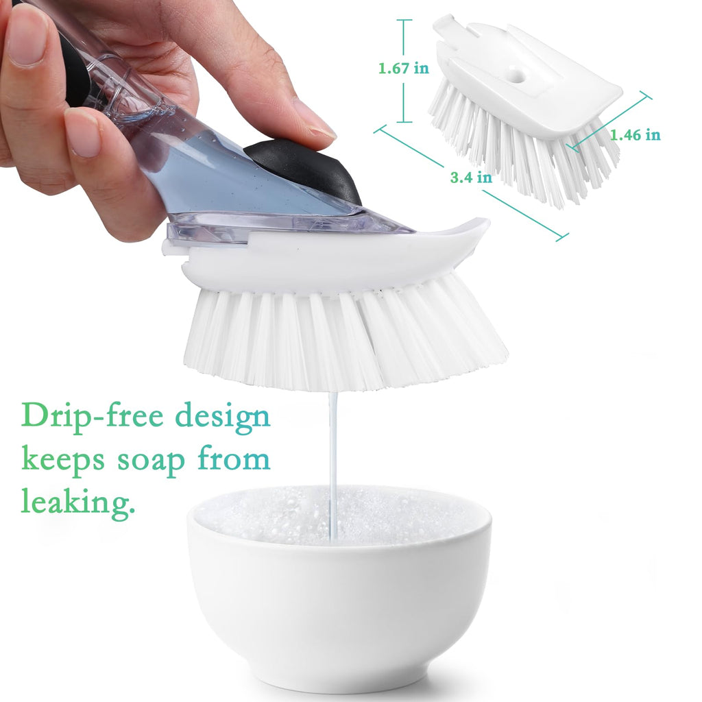 New Brush Refills for OXO New Soap Dispensing Dish Brush - 4 Pack Dish Brush Cleaning Soap Dispensing Head Replacement for Scrubber