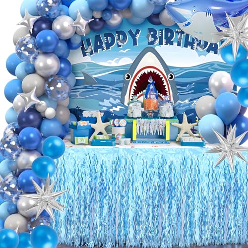 Blue Wavy Tinsel Fringe Table Skirts - 2 Pack, 108 x 29.5 Inches