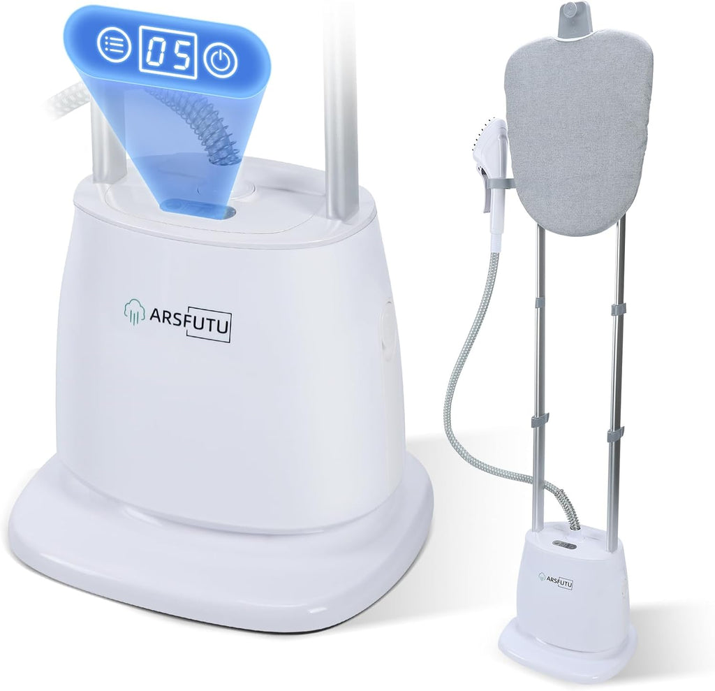 Skiennix Professional Garment Steamer - Dual Bar Design with LCD Display & Adjustable Ironing Board