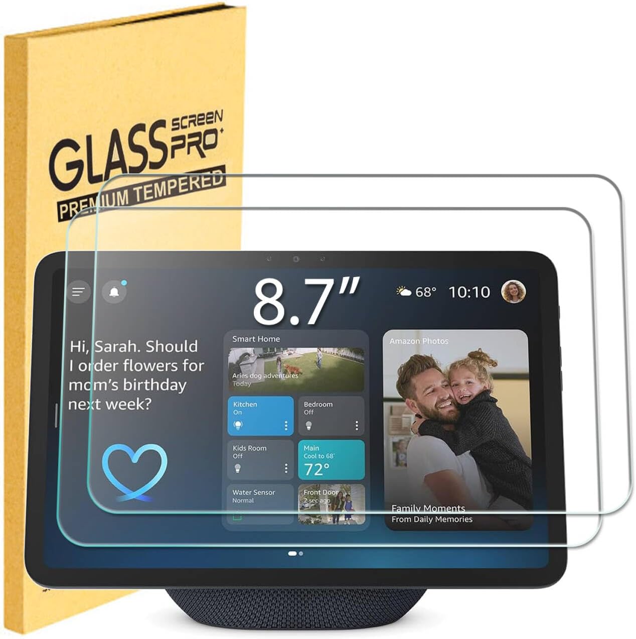 MUBUY-GOL Tempered Glass Screen Protector - 9H Hardness, Ultra Clear, Anti-Fingerprint | 2 Pack for Echo Show 8 (4th Gen, 8.7 Inch)